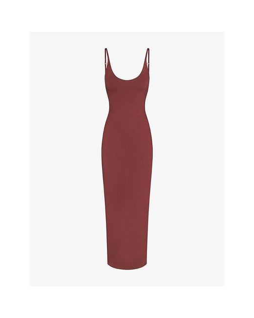 Skims Red Smooth Layers Scoop-Neck Modal-Jersey Maxi Dress