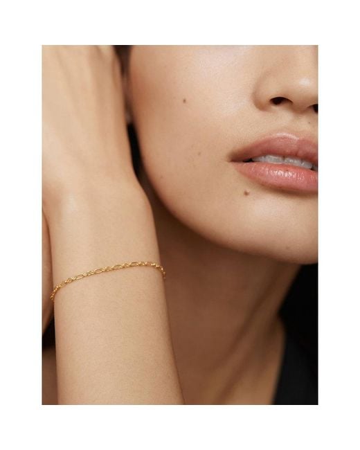 Monica Vinader Metallic Textured Link Chain 18Ct Vermeil Bracelet