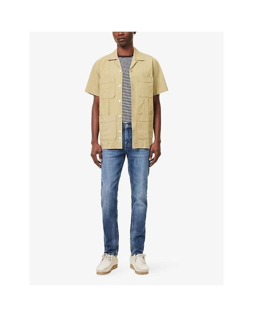 7 For All Mankind Blue Slimmy Tapered-Leg Stretch-Denim Jeans for men