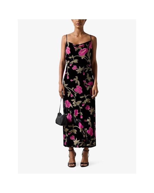 Ro&zo Black Matilda Floral Velvet Maxi Dress