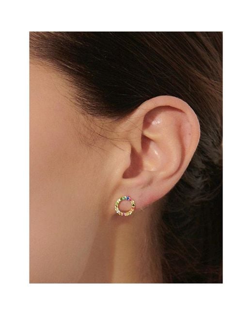 La Maison Du Couturier Metallic With Love Darling #17 Partnership 14Ct-Plated Vermeil Sterling- And Cubic Zirconia Stud Earrings
