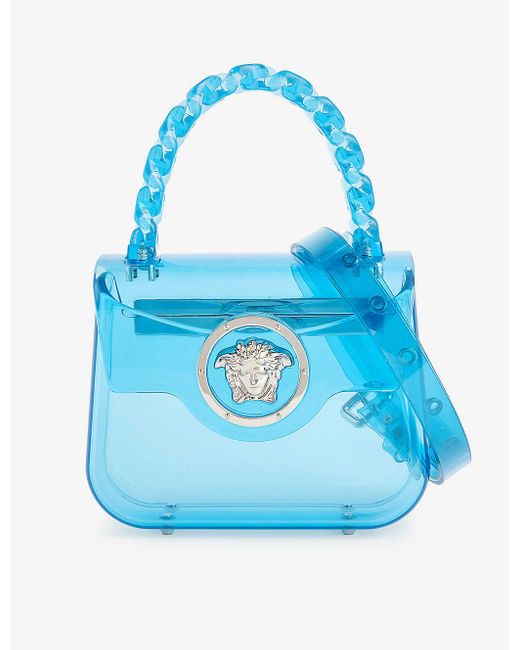 Versace Blue Medusa-plaque Acrylic Top-handle Bag