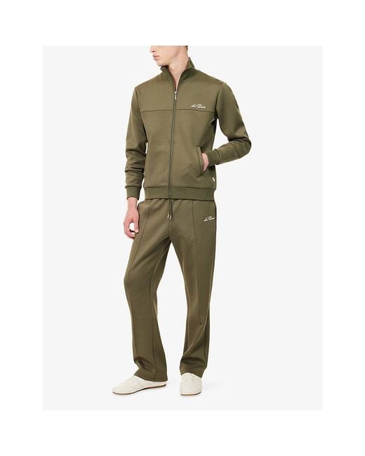 Les Deux Green Signature Brand-Embroidered Woven Track Joggers for men