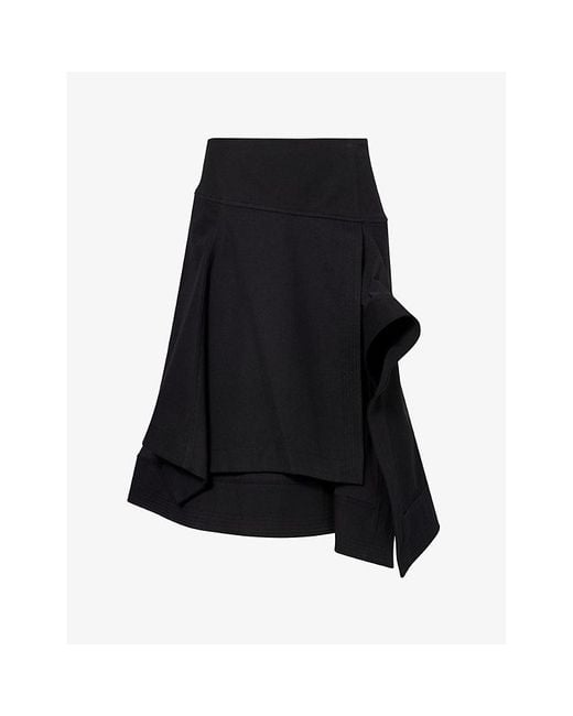 3.1 Phillip Lim Black Double-layer Regular-fit Cotton Midi Skirt