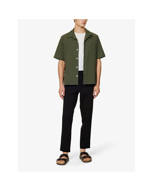 7 For All Mankind Black Travel Regular-Fit Tapered Stretch-Jersey Trousers for men