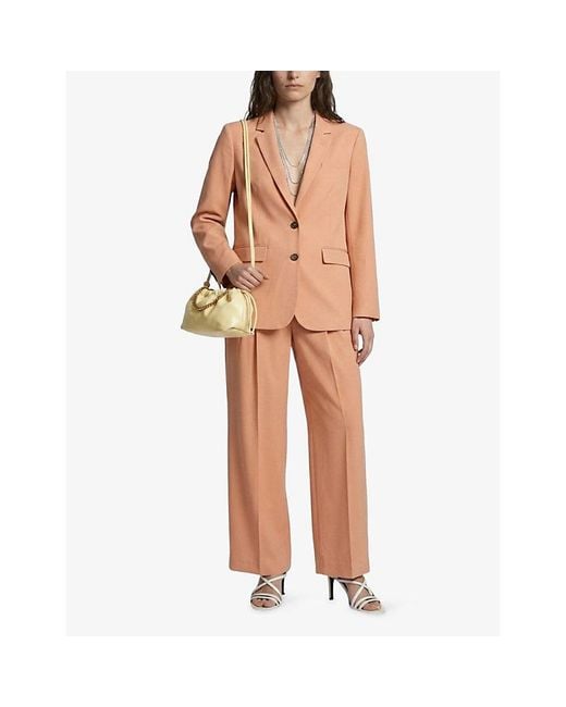 The Kooples Natural Pleated-Front Wide-Leg High-Rise Lyocell, Linen And Cotton Trousers