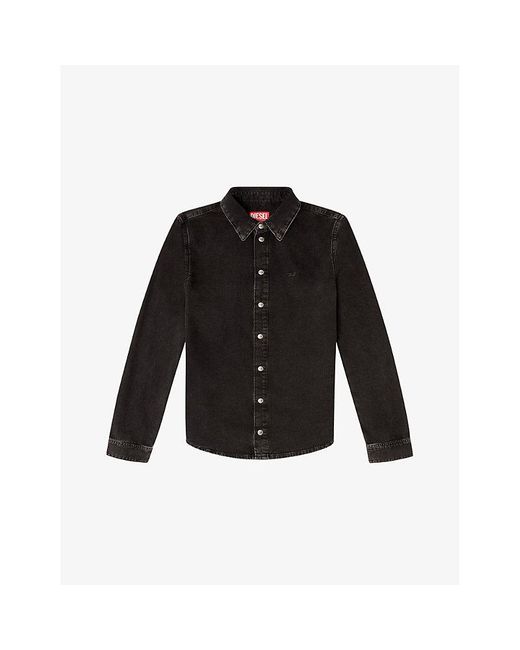 DIESEL Black D-Eazy Logo-Embroidered Denim Shirt