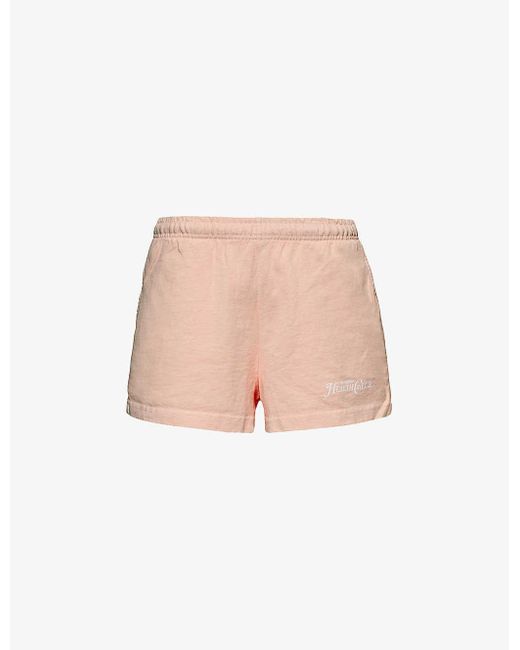Sporty & Rich Pink Rizzoli Branded Cotton-jersey Shorts