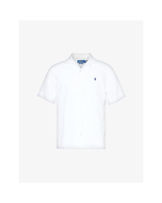 Polo Ralph Lauren White Crosshatch-texture Short-sleeve Linen Shirt for men