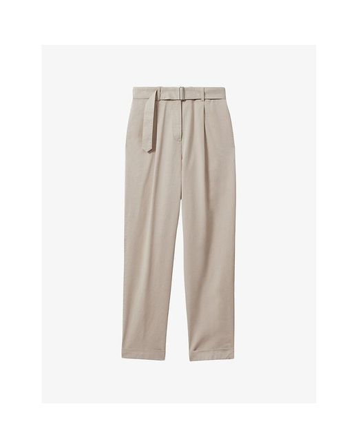 Reiss Natural Hutton Tapered-fit High-rise Stretch-cotton Trousers