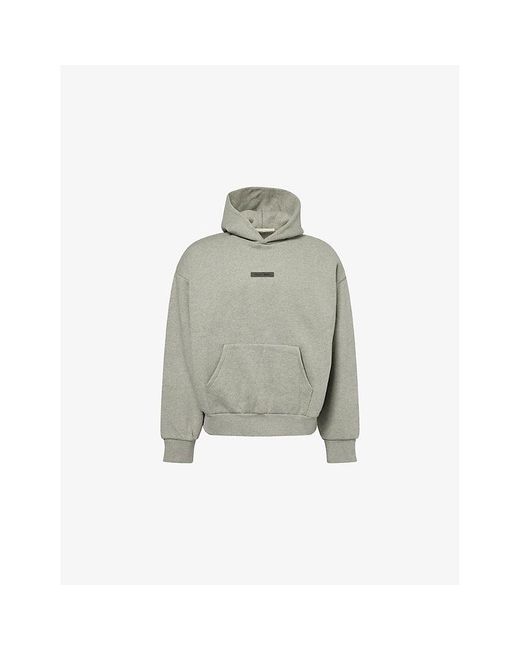 Fear Of God Gray Embossed-Branding Relaxed-Fit Cotton-Blend Hoodie for men