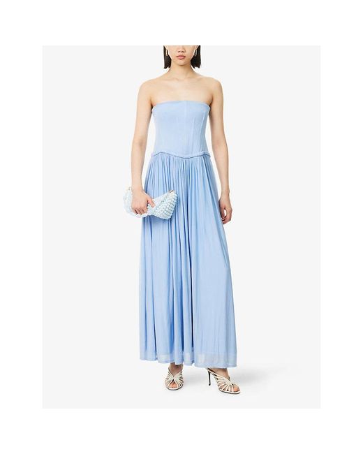 Jonathan Simkhai Blue Adalys Strapless Bustier Jersey Maxi Dress