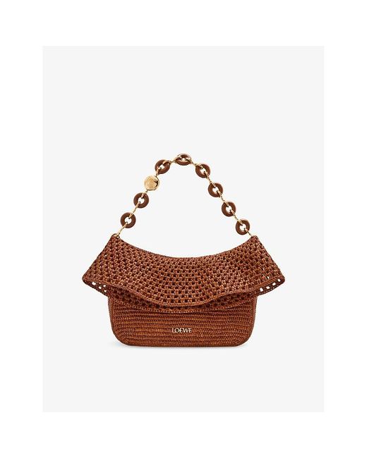 Loewe Brown X Paula's Ibiza Ola Medium Raffia Shoulder Bag
