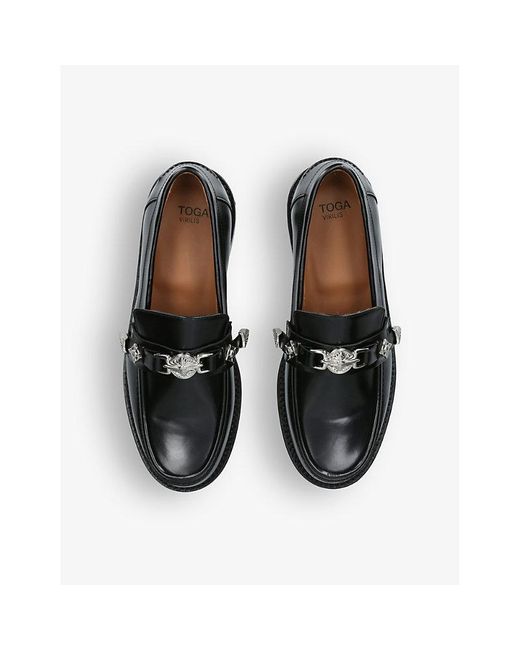 Toga Virilis Black Hardware-embellished Leather Loafers for men
