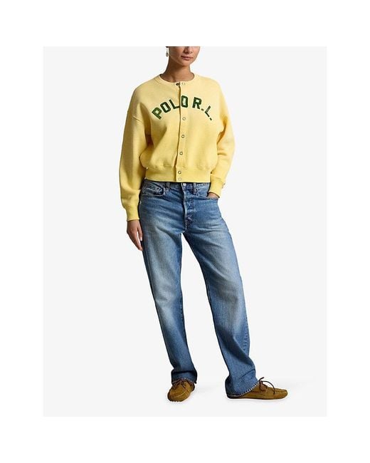Polo Ralph Lauren Yellow Branded Round-Neck Cotton Cardigan