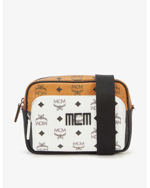 MCM White Klassik Brand-print Coated-canvas Cross-body Bag for men