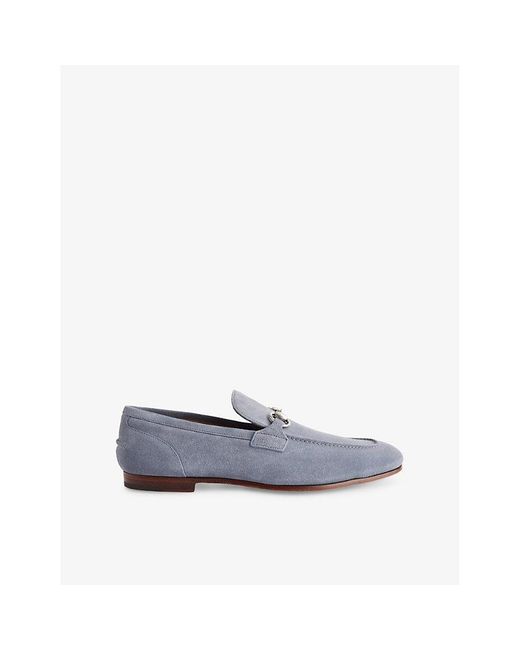Gucci Blue Jordaan Horsebit-Embellished Suede Loafers for men