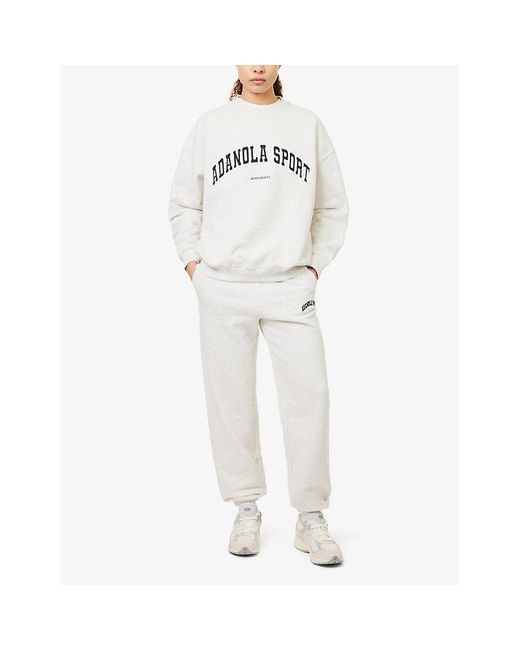 ADANOLA White Varsity Brand-Embroidered Cotton Sweatshirt