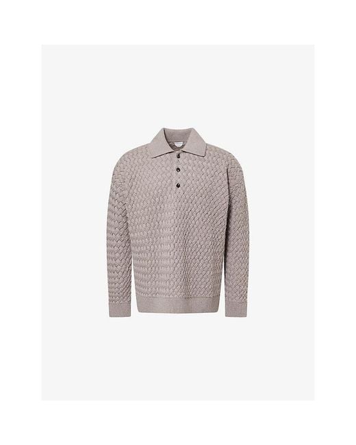 Bottega Veneta Gray Intrecciato Knitted Wool Jumper for men