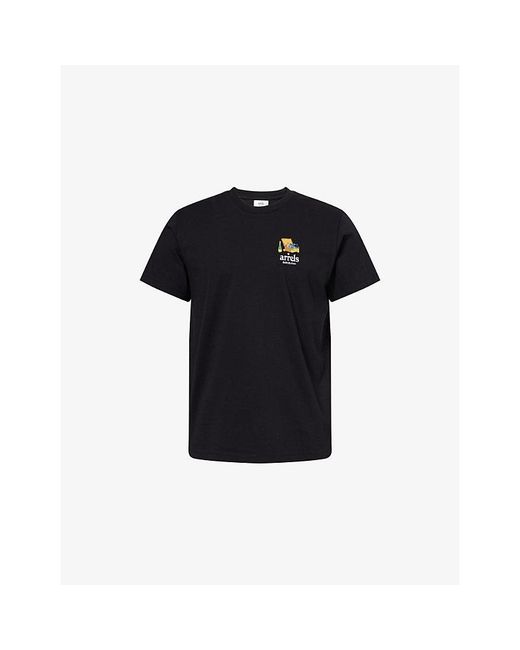 ARRELS Barcelona Black Stereo Graphic-Print Cotton T-Shirt for men