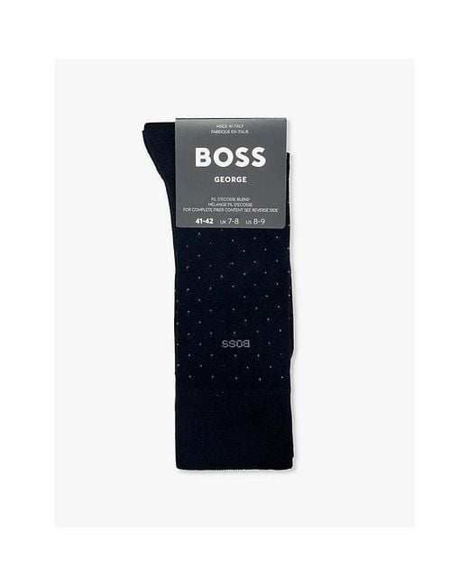 Boss Blue George Dotted-Pattern Cotton-Blend Socks for men