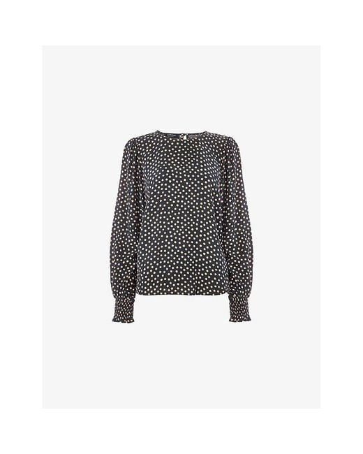 Whistles Black Spot-Print Relaxed-Fit Woven Blouse