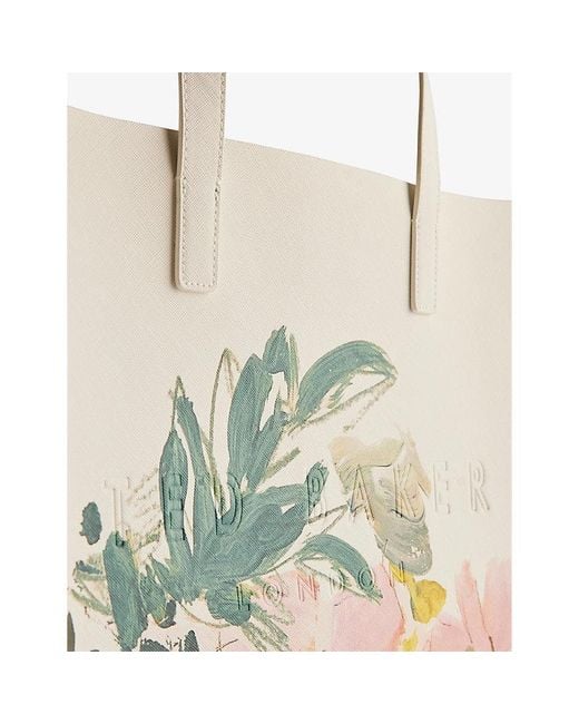 Ted Baker White Meaicon Large Floral-print Icon Tote Bag