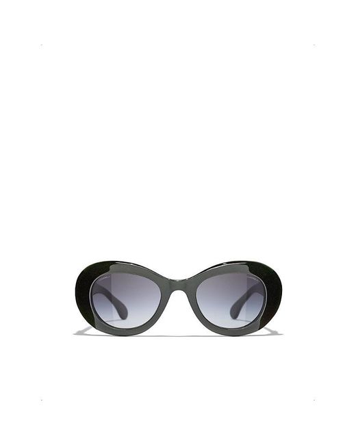 Chanel Black Oval Sunglasses
