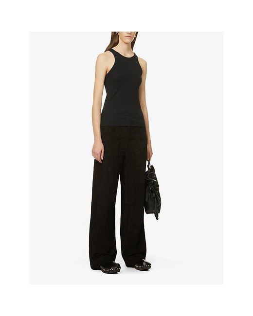 Totême Black Ribbed Cotton-Blend Tank Top