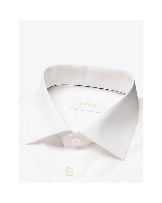 Eton of Sweden White Elevated-Twill Contemporary-Fit Cotton Shirt for men