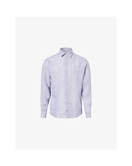 Sunspel Blue Long-Sleeve Linen Shirt for men