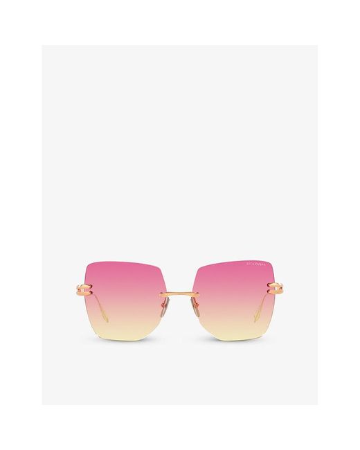 Dita Eyewear Pink D4000434 Embra Square-frame Metal Sunglasses