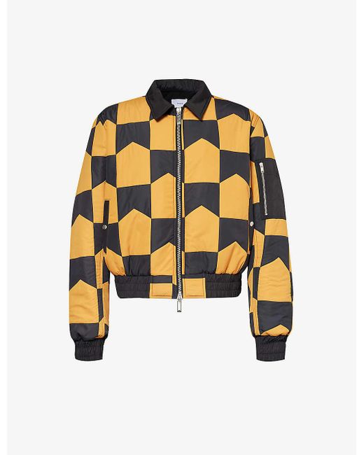 Rhude Yellow Chevron-print Quilted Shell Jacket for men