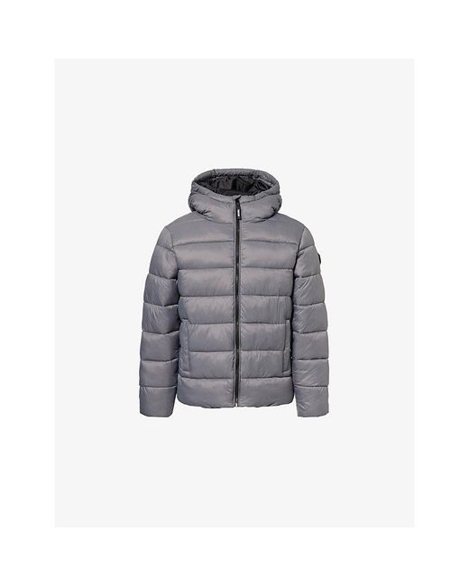 Trapstar Gray Brand-Patch Padded Shell Jacket for men
