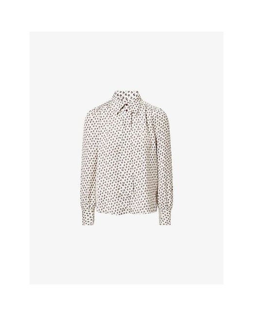 ME+EM White Micro Paisley Print Tie Woven Blouse