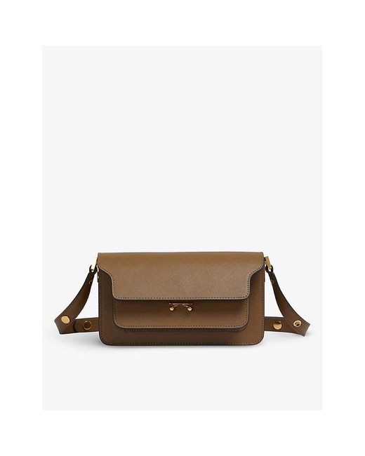 Marni Brown East/west Soft Trunk Leather Shoulder Bag