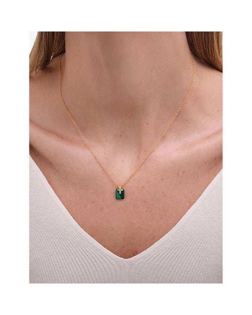 Astley Clarke Metallic Deco 18Ct Vermeil, Sapphire And Malachite Pendant Necklace