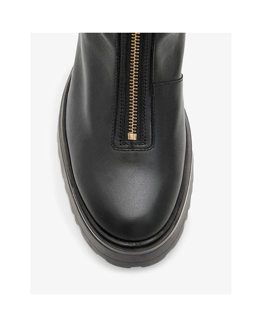 AllSaints Black Ophelia Zip-embellished Leather Ankle Boots