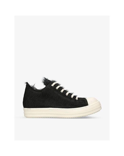 Rick Owens Black Serrated-sole Leather Low-top Trainers