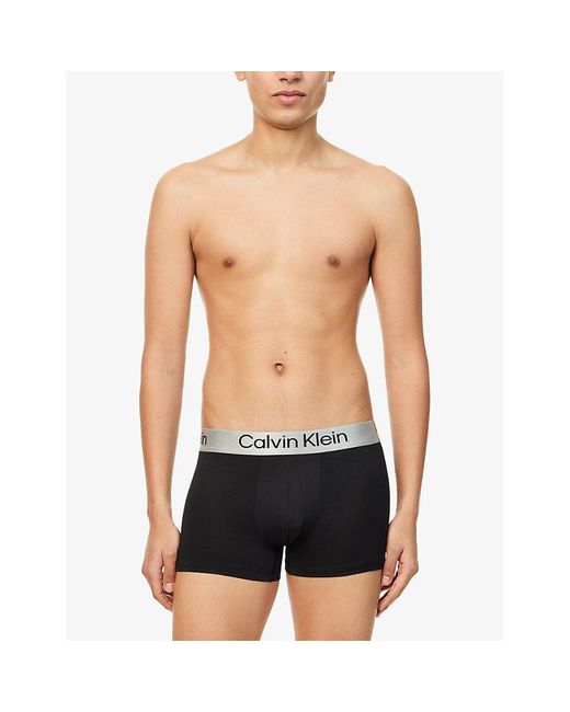 Calvin Klein Multicolor Brushed Pack-Of-Three Stretch-Woven Trunks for men