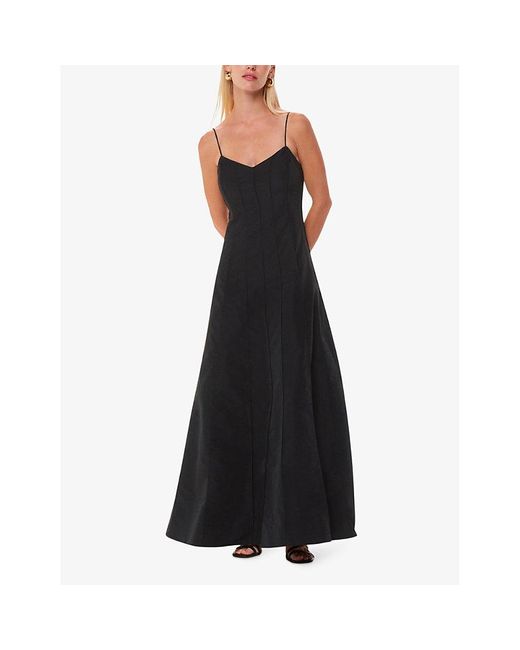 Whistles Black Laverne Taffeta Woven Maxi Dress