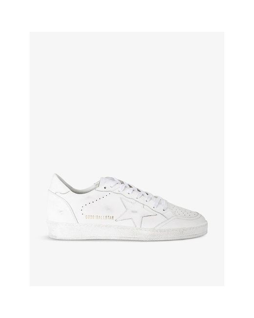 Golden Goose Deluxe Brand White Ballstar Star-Embroidered Leather Low-Top Trainers for men
