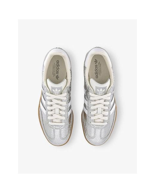Adidas White Samba Og Metallic Leather Trainers
