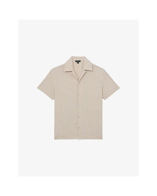 Reiss Natural Aurelia Striped Stretch Cotton-Blend Shirt for men