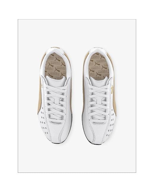 PUMA White Dusty Tan Sprint Leather Trainers for men