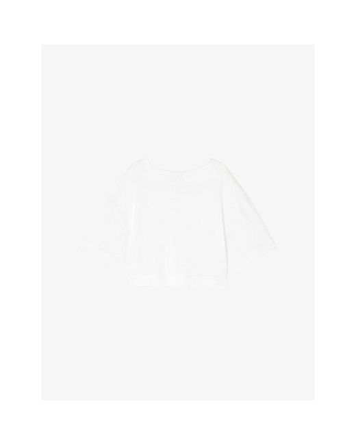 Soeur White Davina Boat-Collar Cotton T-Shirt