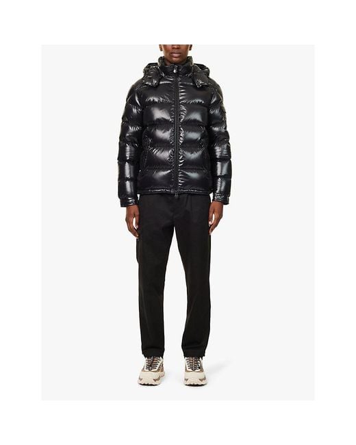 Moncler Black Maya Logo-Patch Padded Shell-Down Jacket for men