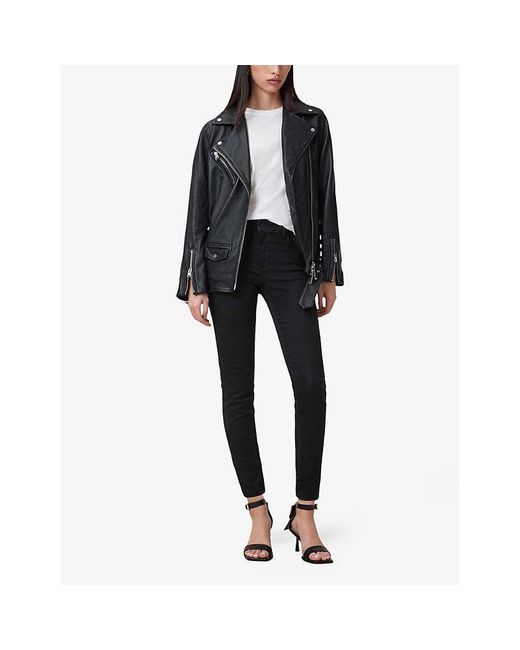 AllSaints Black Miller Sizeme Skinny-Leg High-Rise Cotton-Blend Stretch-Denim Jeans