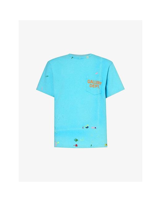 GALLERY DEPT. Blue Vintage Paint Ribbed-trim Cotton-jersey T-shirt for men
