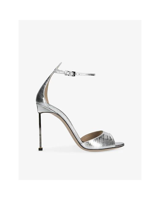 Tom Ford White Spire 105 Metallic Leather Sandals